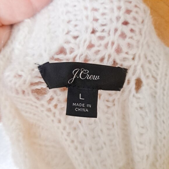 J Crew Pointelle Cable Mock Neck Sweater Creamy White Large Super Soft - Picture 6 of 10